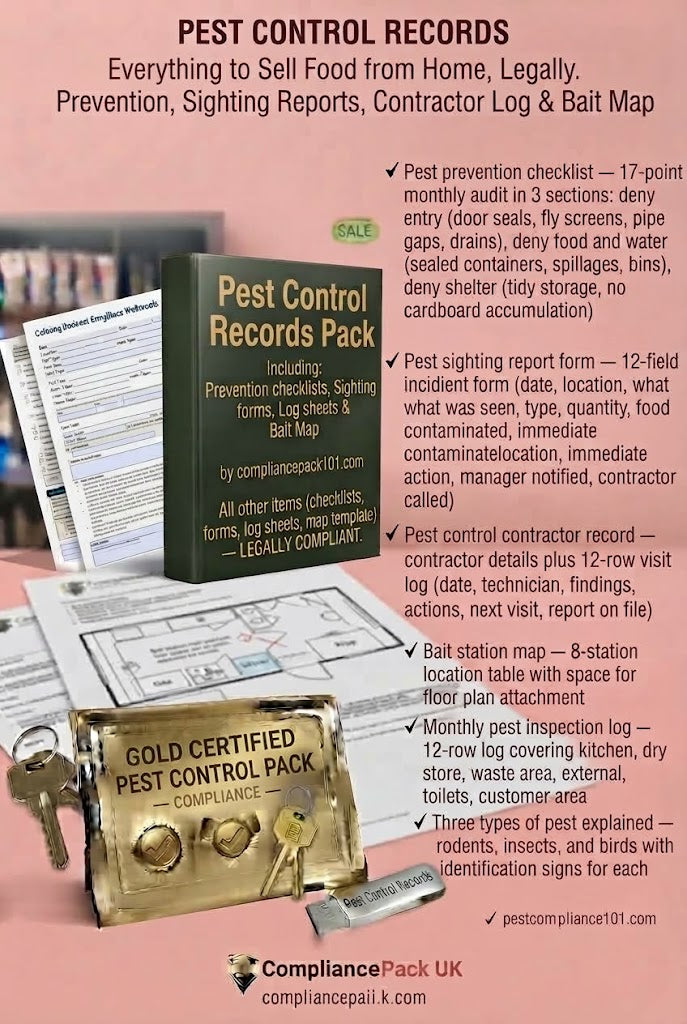 Pest Control Records — Prevention, Sighting Reports, Contractor Log & Bait Map