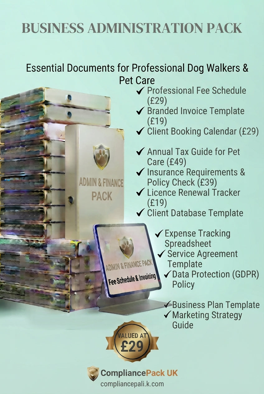 Dog Boarding Business Administration Pack UK | Tax Invoice Fees | 2026