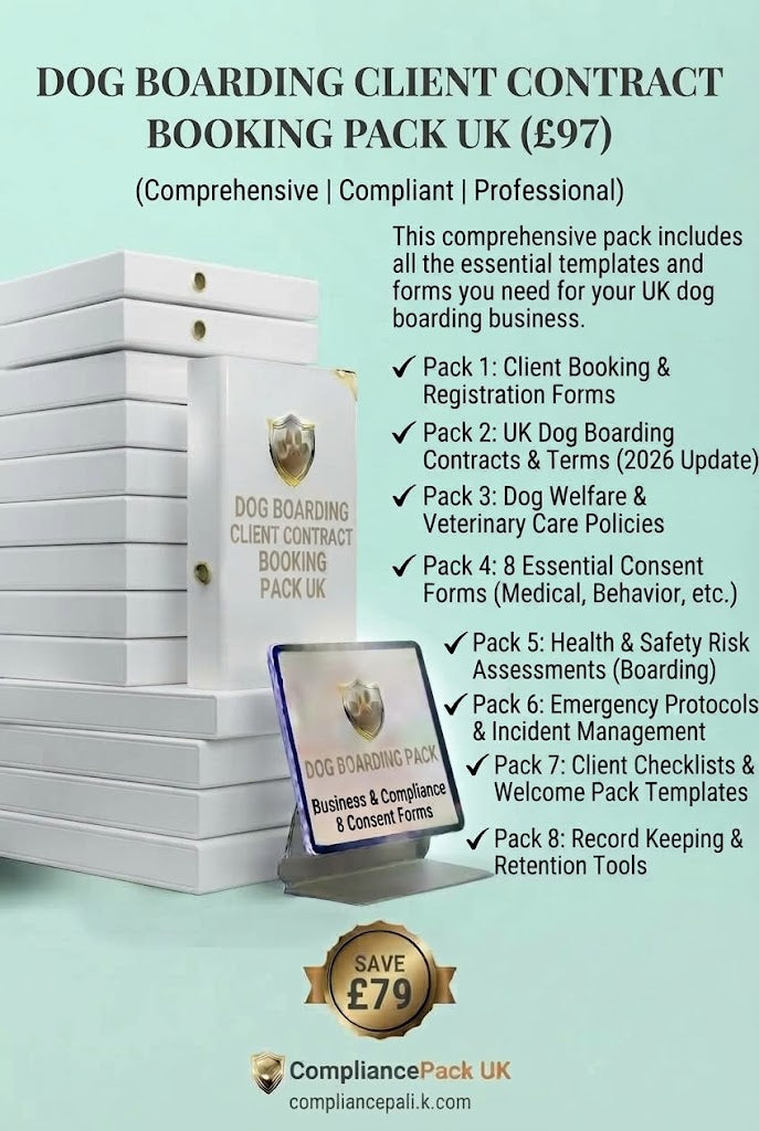 Dog Boarding Client Contract Booking Pack UK | 8 Consent Forms | 2026