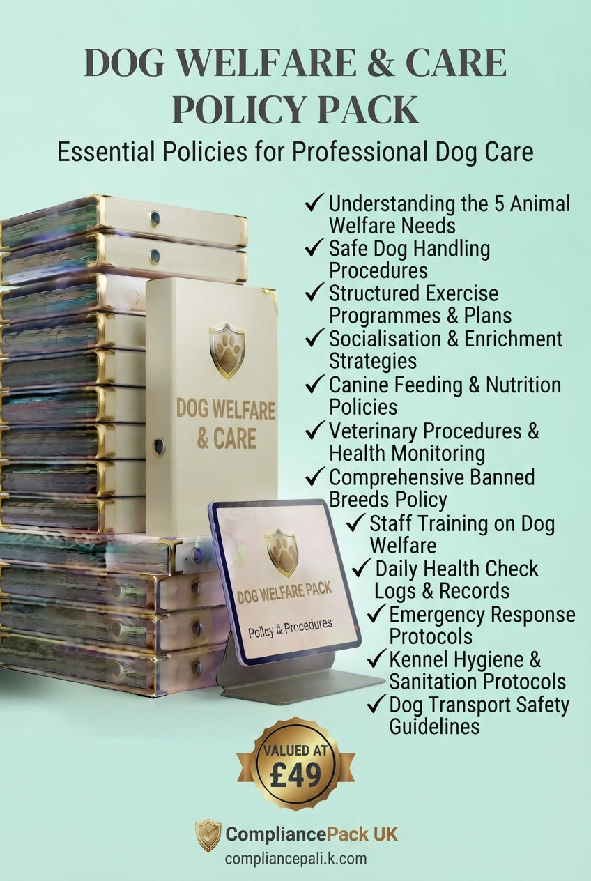 Dog Welfare Care Policy Pack | Dog Boarding UK | 5 Welfare Needs | 2026