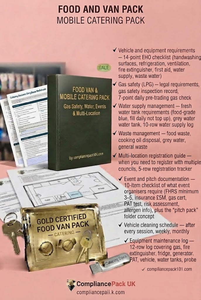 Food Van & Mobile Catering Pack — Gas Safety, Water, Events & Multi-Location