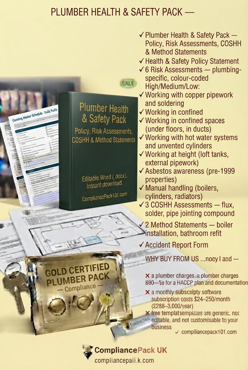 Plumber Health & Safety Pack — Policy, Risk Assessments, COSHH & Method Statements